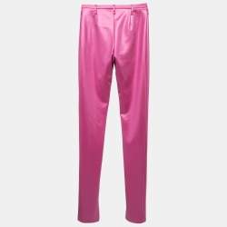 Pre Owned Balenciaga Pink Stretch Knit Slim Fit Pants S