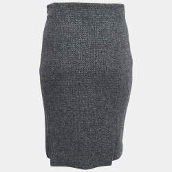 Pre Owned Balenciaga Grey Virgin Wool Pencil Skirt M