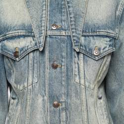 Balenciaga Blue Distressed Denim Oversized Collar Jacket M