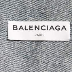 Balenciaga Blue Distressed Denim Oversized Collar Jacket M