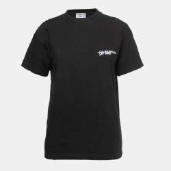 Pre Owned Balenciaga Black Cotton Knit Crew Neck T-Shirt S