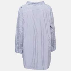 Pre Owned Balenciaga Blue Striped Cotton Poplin Shirt S