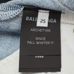 Pre Owned Balenciaga Light Blue Denim Twisted Straight Fit Jeans S