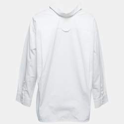 Pre Owned Balenciaga White Cotton Button Front Oversized Shirt M