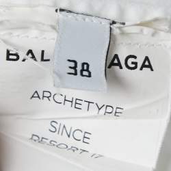 Pre Owned Balenciaga White Cotton Button Front Oversized Shirt M