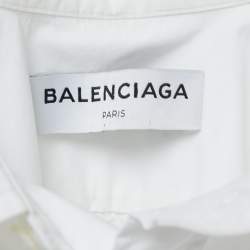 Pre Owned Balenciaga White Cotton Button Front Oversized Shirt M