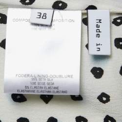 Pre Owned Balenciaga Off White Polka Dotted Crepe Sleeveless Ruched Top M