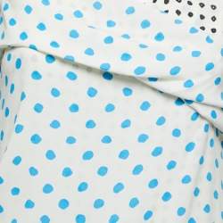 Pre Owned Balenciaga Off White Polka Dotted Crepe Sleeveless Ruched Top M