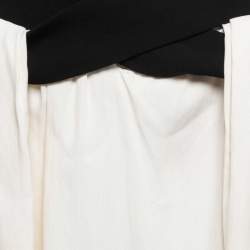 Balenciaga Cream/Black Rayon Blend Pleated Mini Skirt S