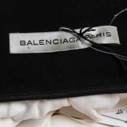 Balenciaga Cream/Black Rayon Blend Pleated Mini Skirt S