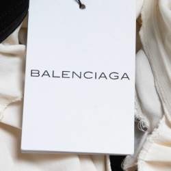 Balenciaga Cream/Black Rayon Blend Pleated Mini Skirt S