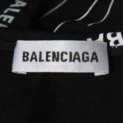 Pre Owned Balenciaga Black Logo Printed Stretch Knit Full Sleeve T-Shirt S