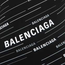 Pre Owned Balenciaga Black Logo Printed Stretch Knit Full Sleeve T-Shirt S
