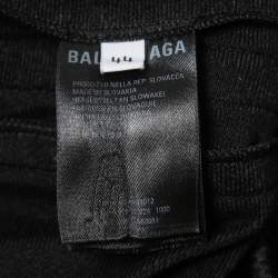 Pre Owned Balenciaga Black Synthetic Logo Side Stripe Detail Track Pants L