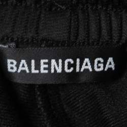 Pre Owned Balenciaga Black Synthetic Logo Side Stripe Detail Track Pants L