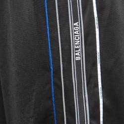 Pre Owned Balenciaga Black Synthetic Logo Side Stripe Detail Track Pants L
