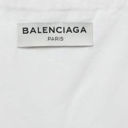 Pre Owned Balenciaga White/Beige Cotton Button Front Belted Sleeveless Midi Dress M