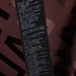 Pre Owned Balenciaga Brown All-Over Logo Patterned Satin Half Sleeve Shirt S