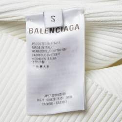 Balenciaga White Patterned Stretch Knit Full Sleeve T-Shirt S