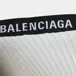 Balenciaga White Patterned Stretch Knit Full Sleeve T-Shirt S