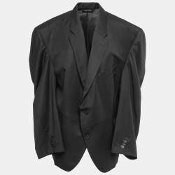 Balenciaga Black Wool Twisted Sleeves Single Breasted Oversized Blazer L