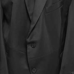Balenciaga Black Wool Twisted Sleeves Single Breasted Oversized Blazer L