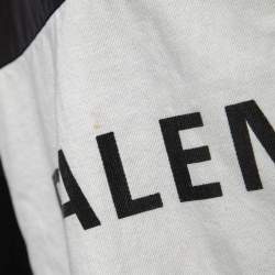 Pre Owned Balenciaga Black Logo Printed Nylon and Cotton Zip Front Oversized Bomber Jacket S