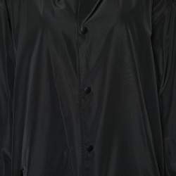 Pre Owned Balenciaga Black Synthetic Button Front Hooded Oversized Jacket M