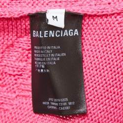 Balenciaga Pink Textured Logo Knit Jumper M