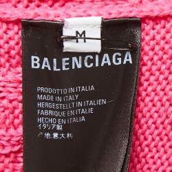 Balenciaga Pink Textured Logo Knit Jumper M
