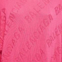 Balenciaga Pink Textured Logo Knit Jumper M