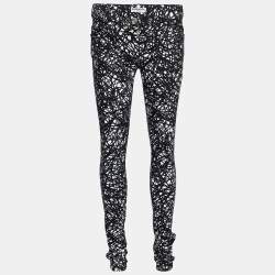 Balenciaga Black Printed Denim Tapered Leg Pants M