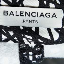 Balenciaga Black Printed Denim Tapered Leg Pants M