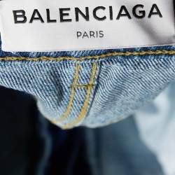 Balenciaga Blue Two Tone Denim Cropped Capri Jeans M