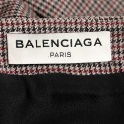 Balenciaga Multicolor Houndstooth Patterned Wool Blend Mini Skirt M