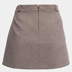 Balenciaga Multicolor Houndstooth Patterned Wool Blend Mini Skirt M