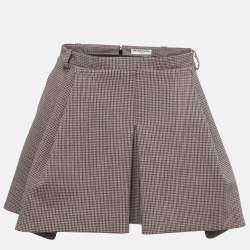 Balenciaga Multicolor Houndstooth Patterned Wool Blend Mini Skirt M