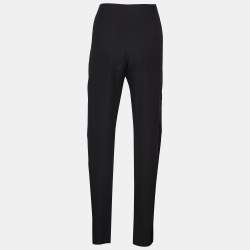 Pre Owned Balenciaga Black Crepe Belted Pants L