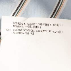 Pre Owned Balenciaga Blue Striped Cotton Logo Print Oversized Shirt L