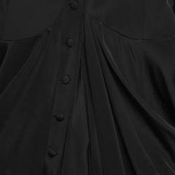 Pre Owned Balenciaga.Silk Black Silk Button Front Draped Long Sleeve Blouse L