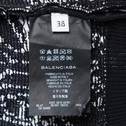 Pre Owned Balenciaga Black Floral Painted Knit Buttoned Cardigan M