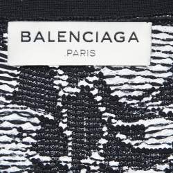 Pre Owned Balenciaga Black Floral Painted Knit Buttoned Cardigan M