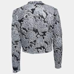 Pre Owned Balenciaga Black Floral Painted Knit Buttoned Cardigan M