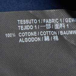 Pre Owned Balenciaga Navy Blue Logo Printed Cotton Short Sleeve Oversized Shirt XS