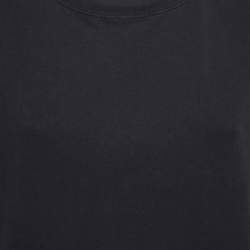 Pre Owned Balenciaga Black Cotton Logo Patch Crew Neck Half Sleeve T-Shirt S