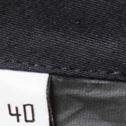 Pre Owned Balenciaga Black Crepe Satin Trimmed Trousers M