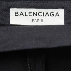 Pre Owned Balenciaga Black Crepe Satin Trimmed Trousers M