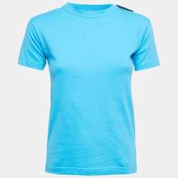 Pre Owned Balenciaga Blue Cotton Crew Neck Half Sleeve T-Shirt XS