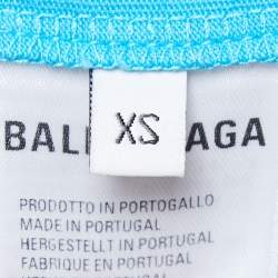 Pre Owned Balenciaga Blue Cotton Crew Neck Half Sleeve T-Shirt XS