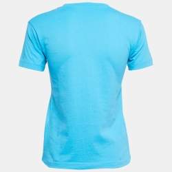 Pre Owned Balenciaga Blue Cotton Crew Neck Half Sleeve T-Shirt XS
